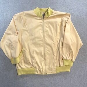 Vintage 80s Country Concepts Yellow Bomber Jacket Women Medium Retro Lightweight